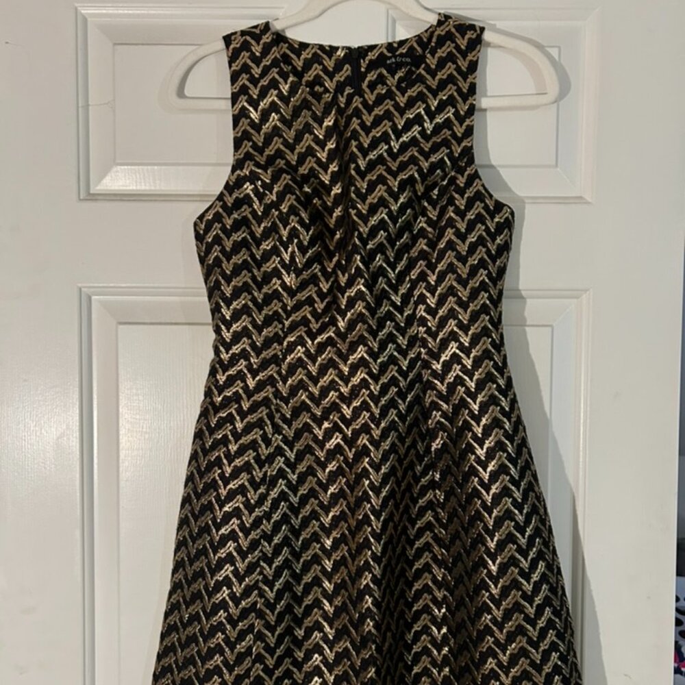 Ark & Co Black and Gold Shimmer A-Line Dress
